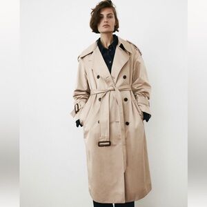 H&M Double Breasted Trench Coat Beige